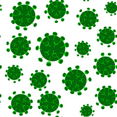 Coronavirus vector seamless pattern. Virus infection 2019-nCoV COVID-19 stylized cartoon background. Epidemic disease concept backdrop.