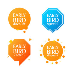 Realistic Detailed 3d Early Bird Label Set. Vector