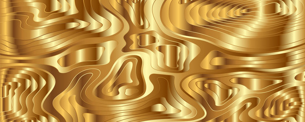 Luxury gold abstract topographic map background with golden lines  texture, 17:9 wallpaper design for fabric , packaging , web, geographic grid map vector illustration.