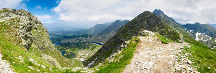 Mountain trail on the ridge crest in the Tatra Mountains
