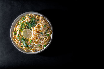 Pasta with a sour cream lemon and herbs