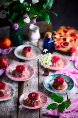 Blood orange tea almond cakes..selective focus