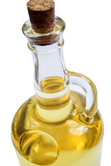 olive oil bottle on white background