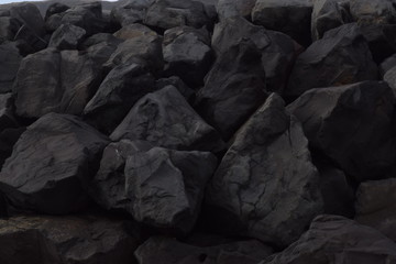 Iceland nature landscape rocks black stone sand beach