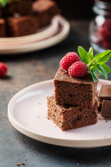 Pieces of a chocolate cake