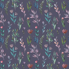 Seamless pattern with colors on a dark background, watercolor