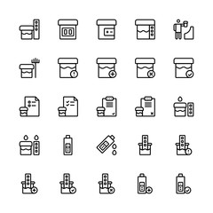 Set of urine test for health outline style icon - vector