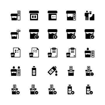 Set of urine test for health glyph style icon - vector