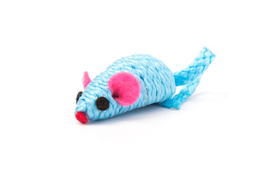 blue toy mouse for pet isolated on white background