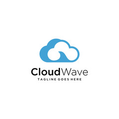 Creative Simple modern Cloud with wave stylish logo design icon.