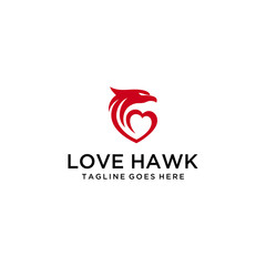 Creative luxury abstract Hawk  with heart sign vector logo design template.