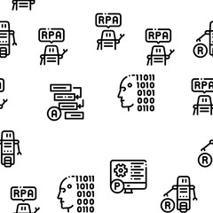 Rpa Cyber Technology Seamless Pattern Vector Thin Line. Illustrations
