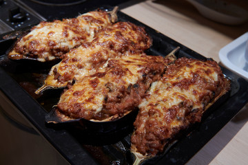 Berenjenas rellenas de carna caseras al horno