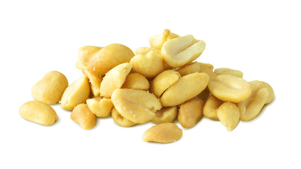 Peanuts. Salted Peanut Nuts Isolated on White Background, Full Depth of Field