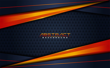 Modern dark navy background and orange lines in 3d abstract style. Futuristic background