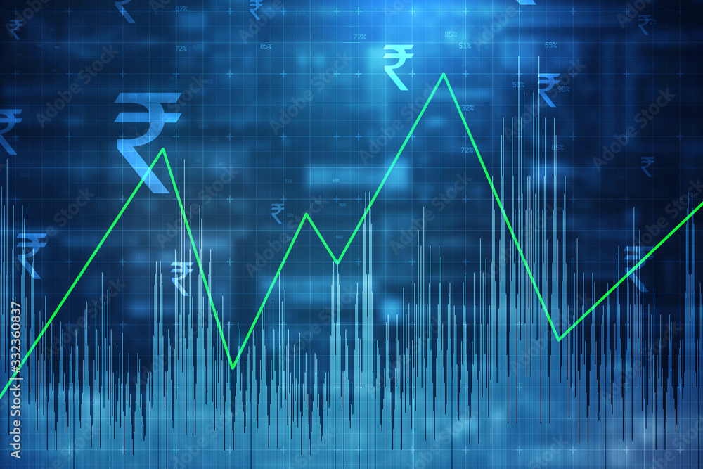 Wall mural 2d rendering Stock market online business concept. business Graph 