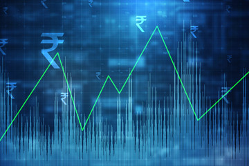 2d rendering Stock market online business concept. business Graph 