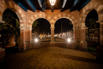 The famous Waterpoort Gate in the harbor of Sneek, Friesland, Netherlands