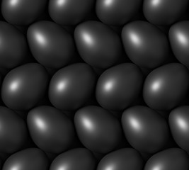 Black chicken eggs with shadow on black seamless background