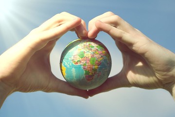Earth globe in Hands