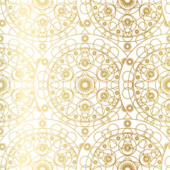 Golden Luxury Art Mandala Boho Seamless Pattern