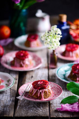 Fototapeta na wymiar Blood orange tea almond cakes..selective focus