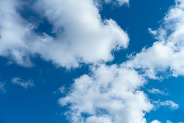 a group of white cumulus clouds in the blue sky as a natural background