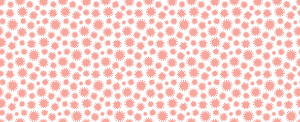 Coronavirus epidemic concept. Seamless pattern, texture with virus symbols, red on white background. Vector illustration. Poster, banner element. Flat style design. Covid-19 protection, prevention.