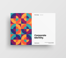 Creative business presentation vector A4 horizontal orientation front page mock up. Modern corporate report cover abstract geometric illustration design layout. Company identity brochure template.