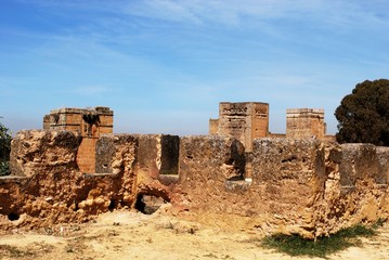 View of the Moorish castle ruins, Alcala de Guadaira, Spain.
