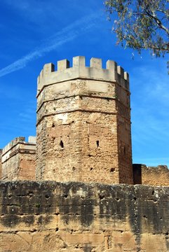 View of the Moorish castle tower, Alcala de Guadaira, Spain.