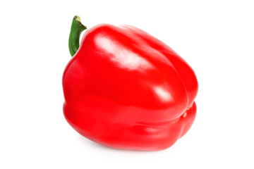 one red sweet bell pepper isolated on white background