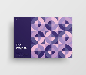 Creative business presentation vector A4 horizontal orientation front page mock up. Modern corporate report cover abstract geometric illustration design layout. Company identity brochure template.