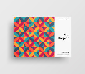 Creative business presentation vector A4 horizontal orientation front page mock up. Modern corporate report cover abstract geometric illustration design layout. Company identity brochure template.