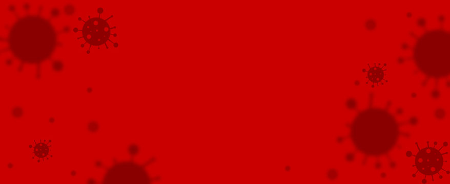 coronavirus cell with droplet on red background for COVID-19 concept