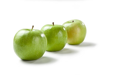 green apples isolated on white background