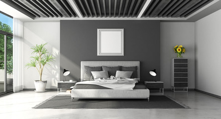 Black and white modern master bedroom