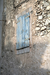 old wooden window in stone wall,building, facade,old,home,stone,
