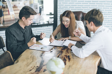 Businessman and team talking and briefing of business plan and strategy at meeting room