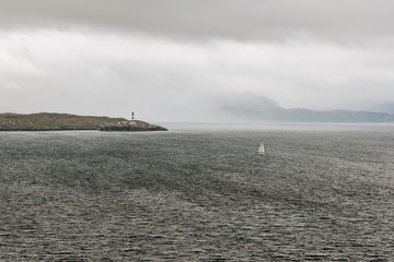 A view over a scottish coastline from across the ocean