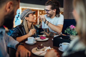 Enjoying a cup of coffee together