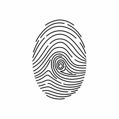 Fingerprint identification and scanning icon on a white background.