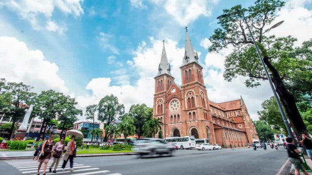 Notre Dame Cathedral (Vietnamese: Nha Tho Duc Ba), build in 1883 in Ho Chi Minh city, Vietnam. The church is established by French colonists.One of the most popular attraction in Vietnam