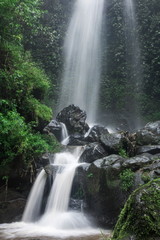 Panorama of natural beauty of a waterfall