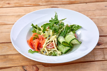 salted salmon with fresh vegetables