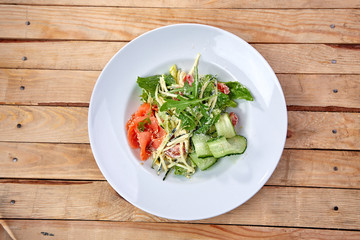salted salmon with fresh vegetables