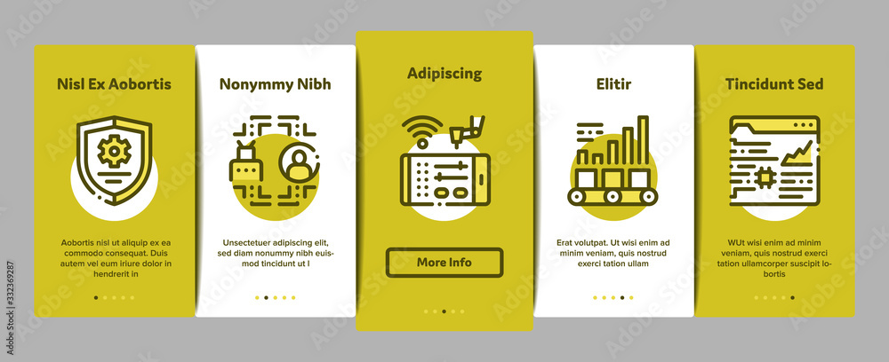 Aufkleber rpa cyber technology onboarding mobile app page screen vector. rpa robotic process automation, drone