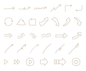 シンプルでおしゃれな矢印／ベクター／イラスト／茶色