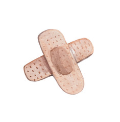 Watercolor sterile patch, for various manipulations associated with damage to the skin, an element on a white background, for designer compositions on the theme of medicine, healthcare, health.