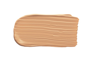 Foundation cream swatch. Facial skin beige cosmetic base sample. Cosmetics product for professional make-up. Beauty and cosmetology concept. Isolated ob white background